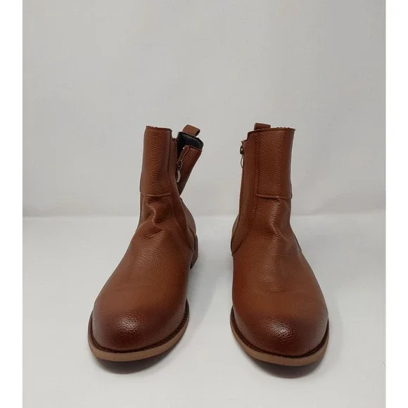 Men's Brown Chelsea Boots Ankle Zip Side Pebbled Casual Size EU 46/US 12 - Picture 4 of 14